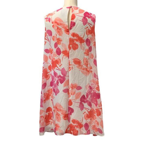 JH Jessica Howard Floral Sleeveless Shift Dress Lined Keyhole Pink Orange Sz 14 - Picture 2 of 16